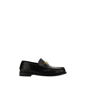 Versace Leather Loafers with Medusa Head Plaque Men Black